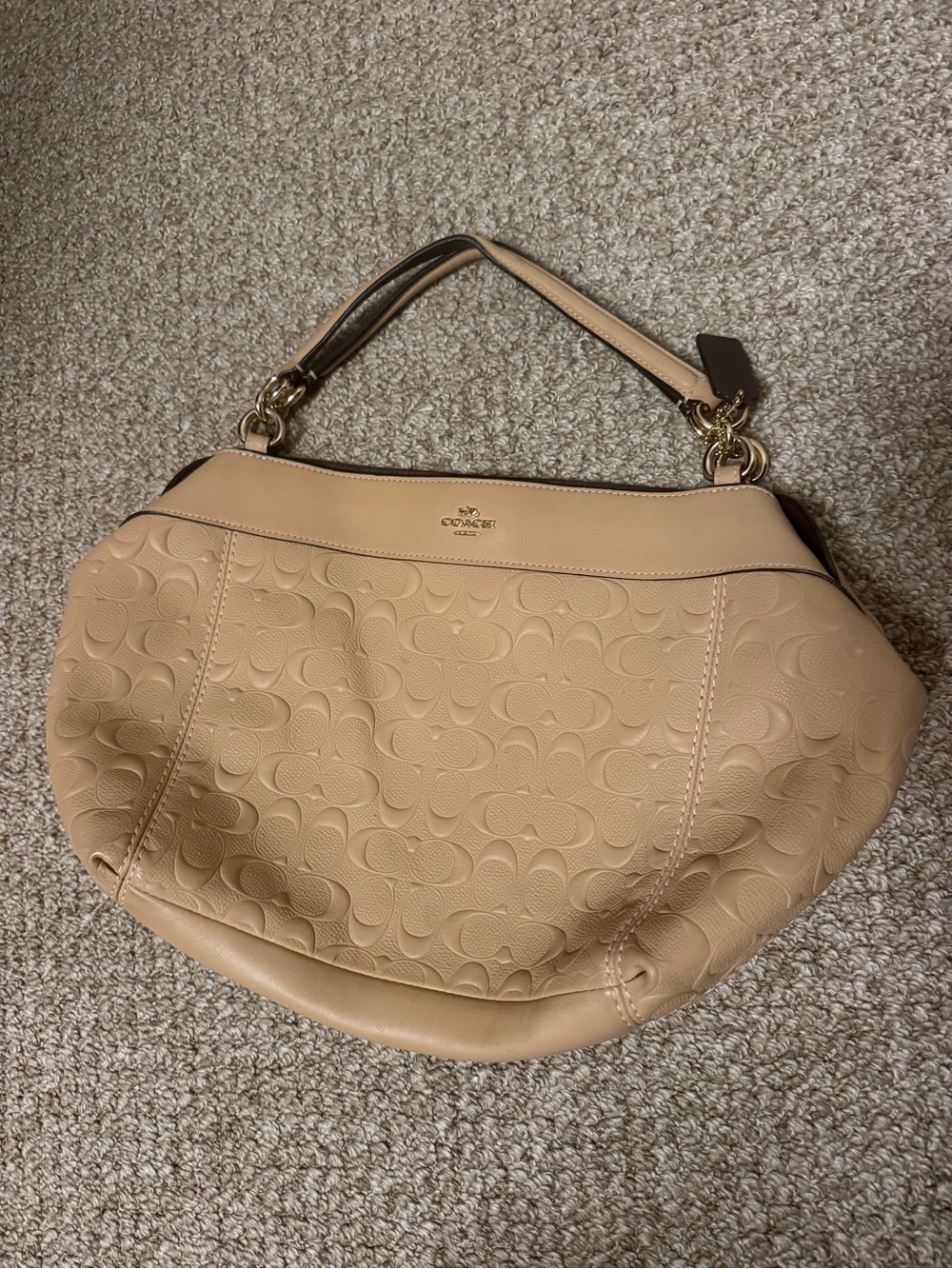 Coach Beige Leather Shoulder Bag